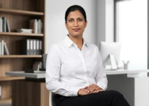 Freelance digital marketing strategist in Abu Dhabi sitting in the office